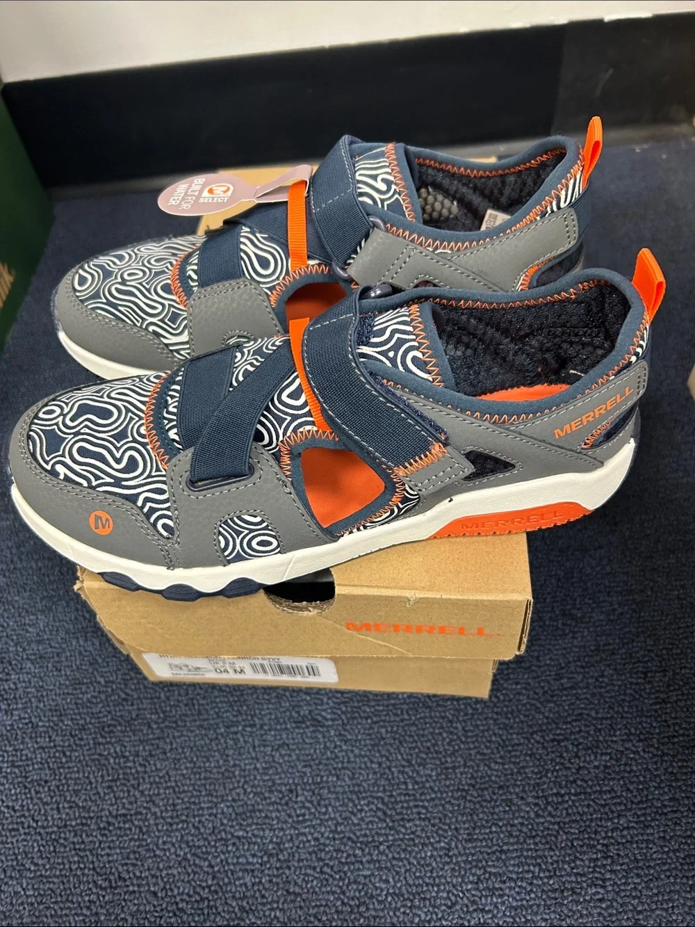 Merrell Kids hydro  Navy and Orange Water-Ready Sandals